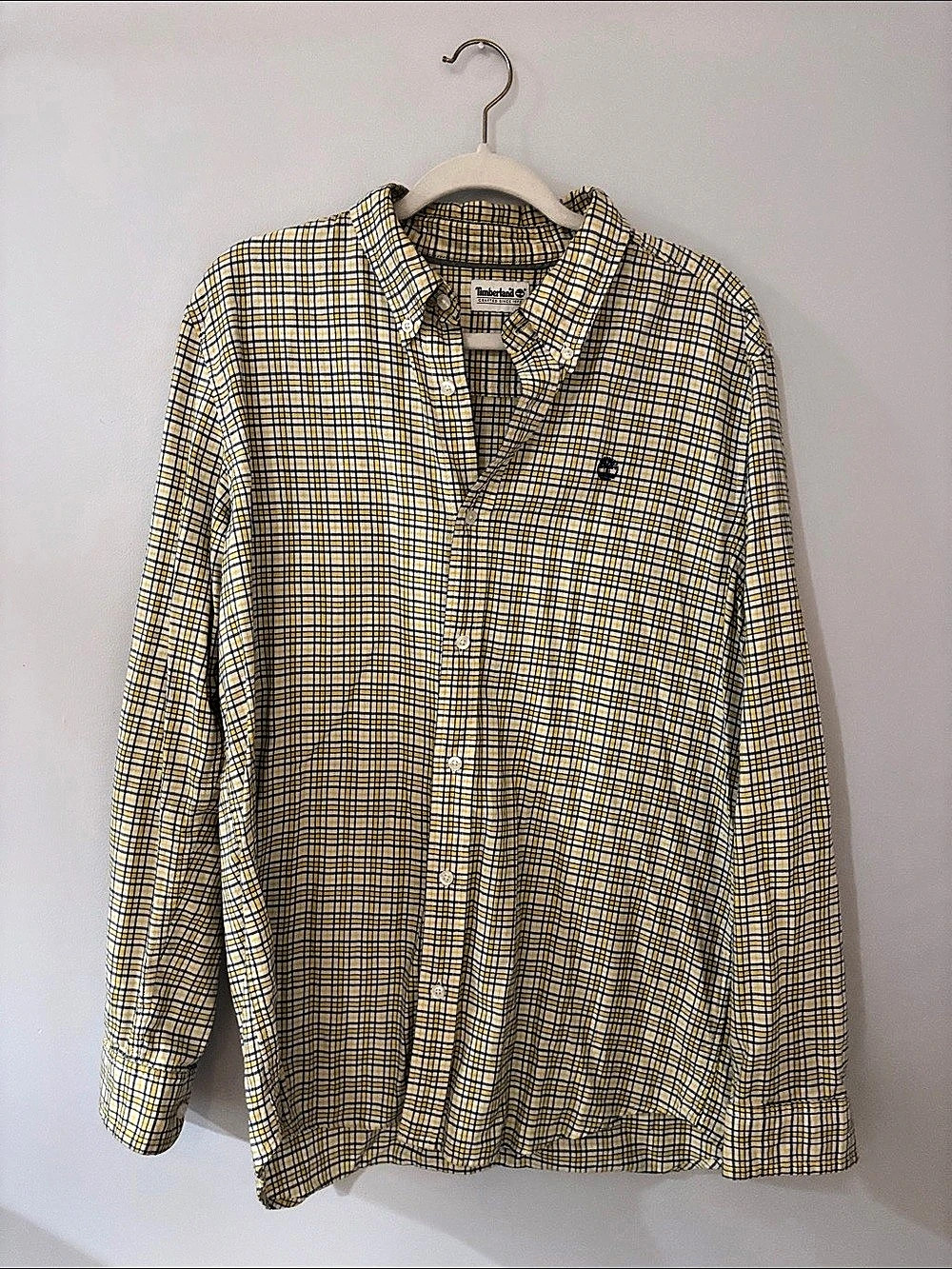 Timberland Plaid Button Down Shirt in Yellow & Blue Size Large
